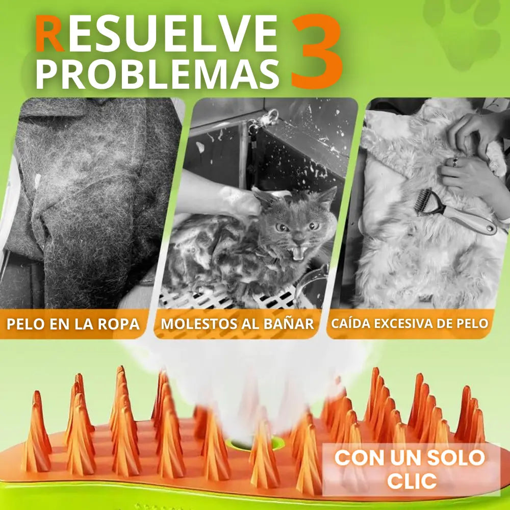 CATTU® CEPILLO VAPOR 3 EN 1 PARA GATOS + ESENCIA TALCO BEBÉ