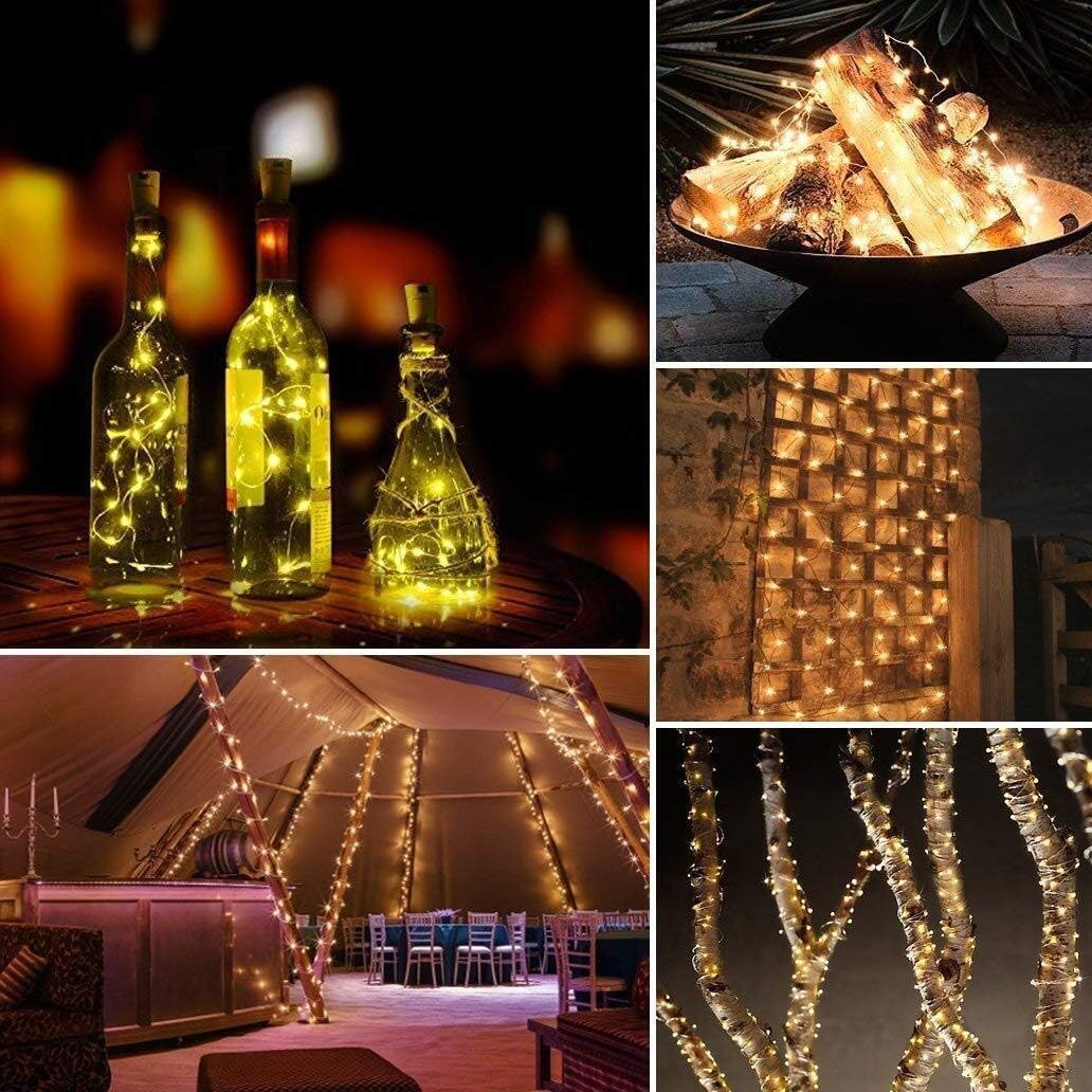 LUCES LED SOLARES COLOR DORADO X 20 metros (200 foquitos)