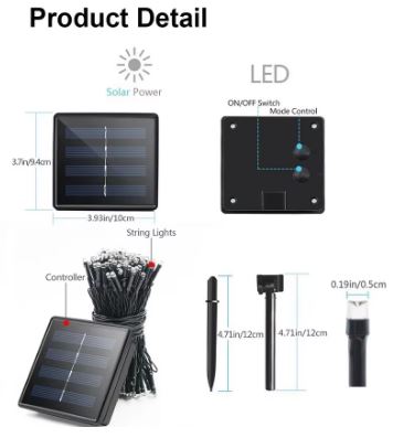 Luz led de navidad solar para exterior e Interior