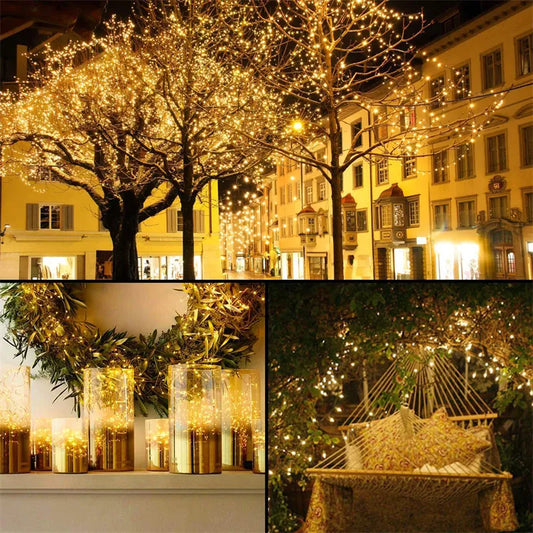 LUCES LED SOLARES COLOR DORADO X 20 metros (200 foquitos)