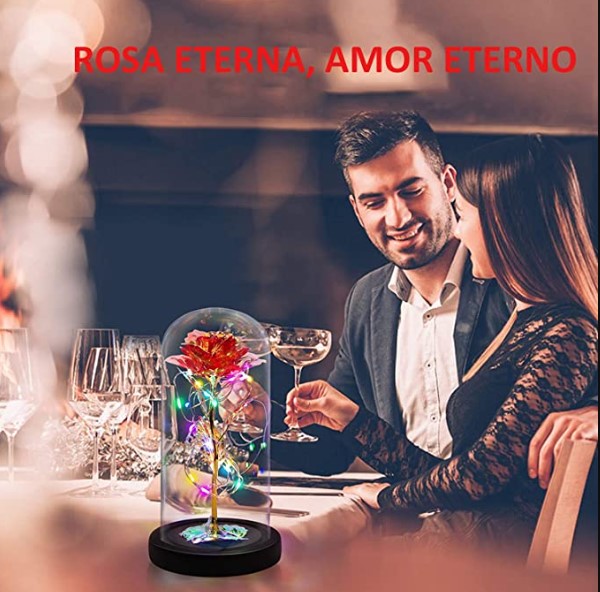 ❤️Rosa Eterna en Cúpula con Luz Led❤️