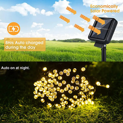 LUCES LED SOLARES COLOR DORADO X 20 metros (200 foquitos)